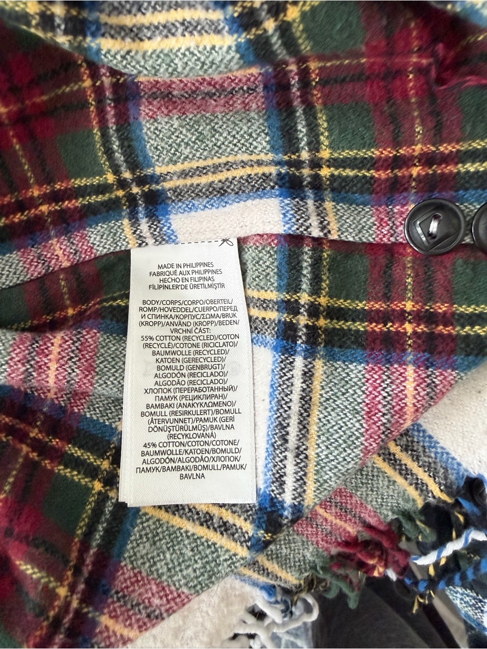 Polo Ralph Lauren Patchwork Plaid Fringe Twill Shirt Shacket Small - Picture 5 of 5